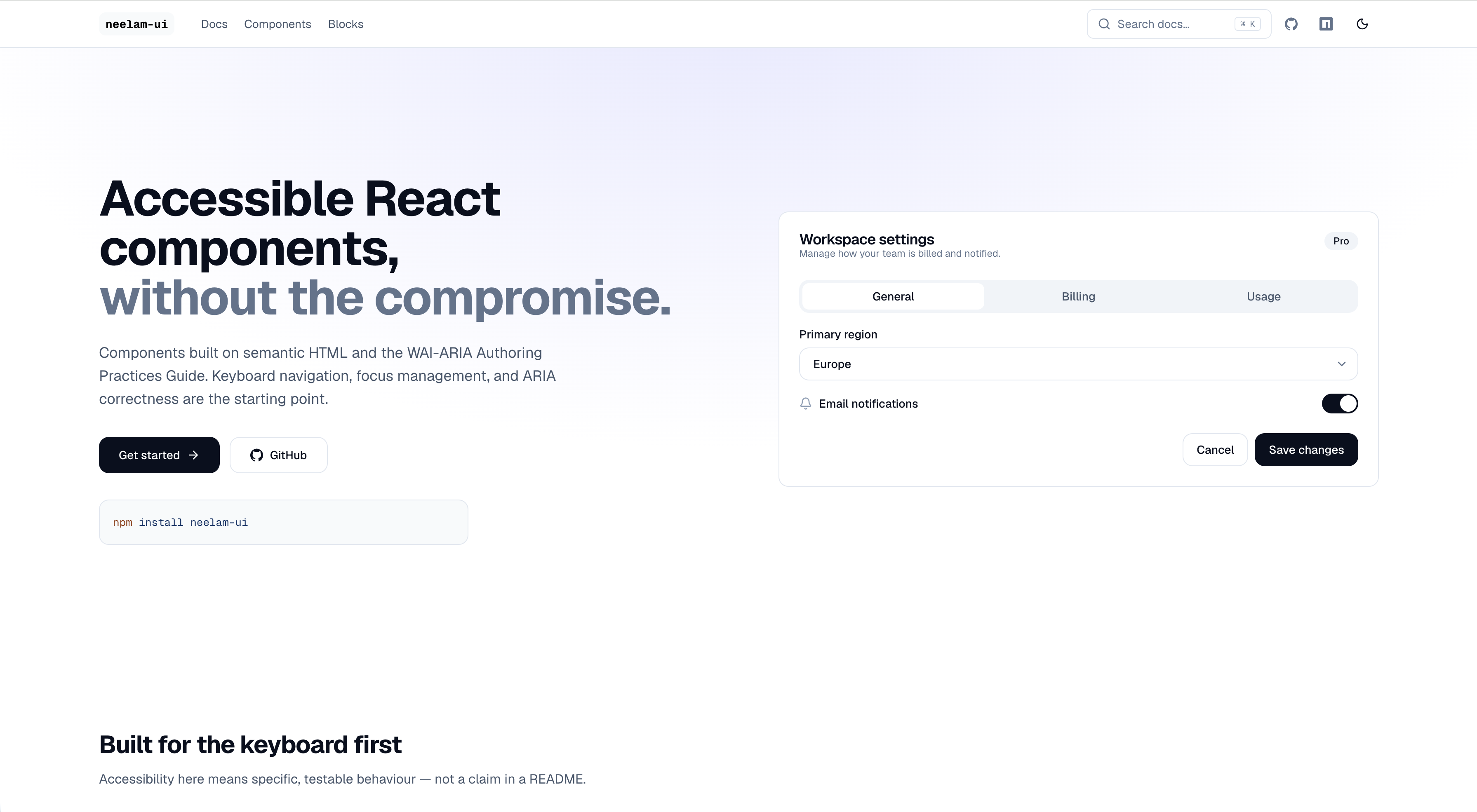 Accessible component library - neelam-ui screenshot