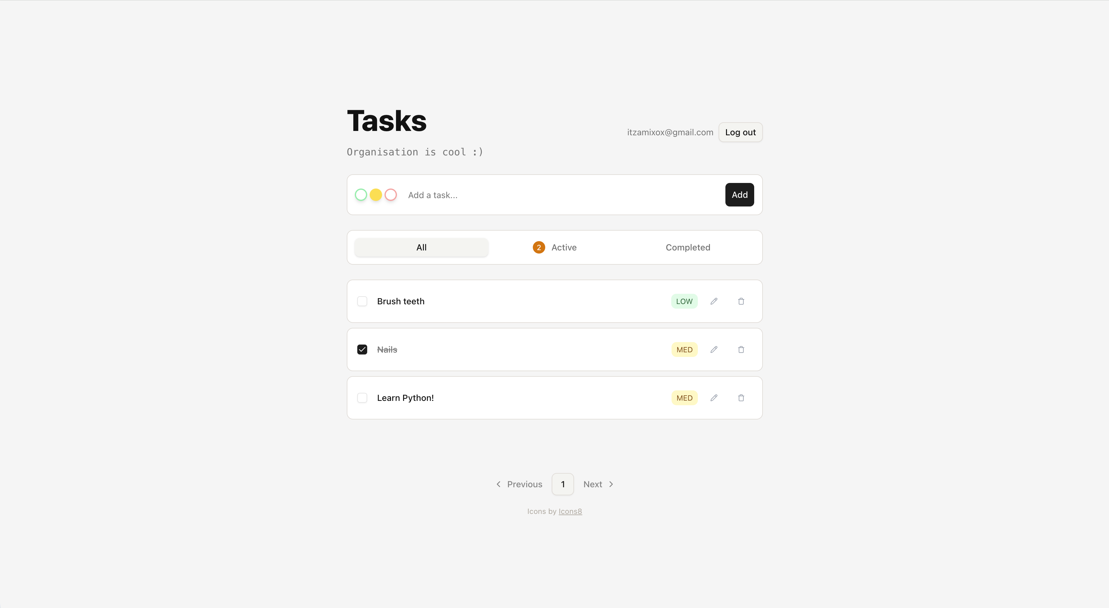 Task manager screenshot